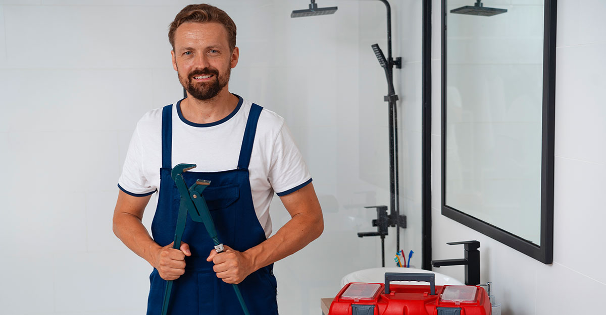 Handyman smiling